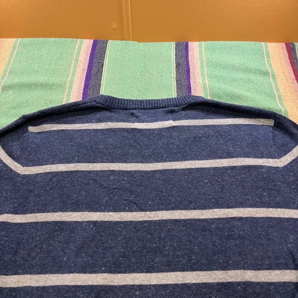 Urban Pipeline Sweater Mens Medium Blue Gray Striped Crewneck Cotton Blend Knit